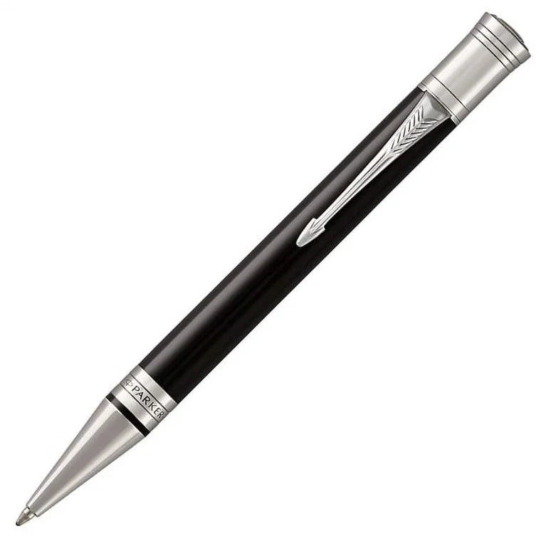 Parker Duofold Ballpoint Pen - Black Chrome Trim - Refill Black - Medium (M)