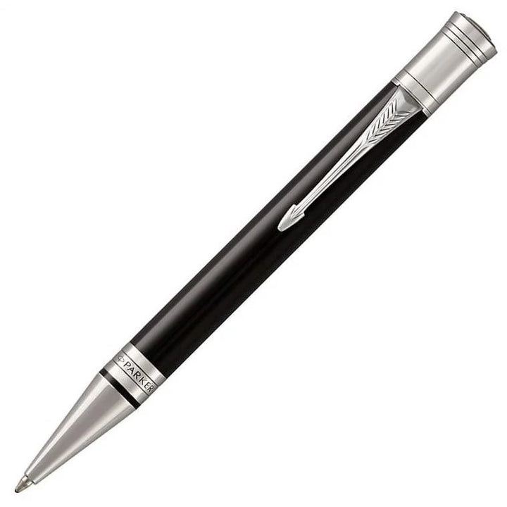 Parker Duofold Ballpoint Pen - Black Chrome Trim - Refill Black - Medium (M)