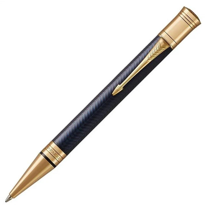 Parker Duofold Ballpoint Pen - Blue Chevron Gold Trim - Refill Black - Medium (M)