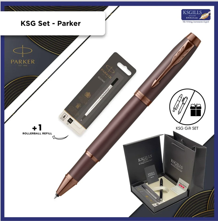 KSG set - Single Pen SET - Parker IM Monochrome Rollerball Pen - Burgundy with Additional Rollerball Black Refill