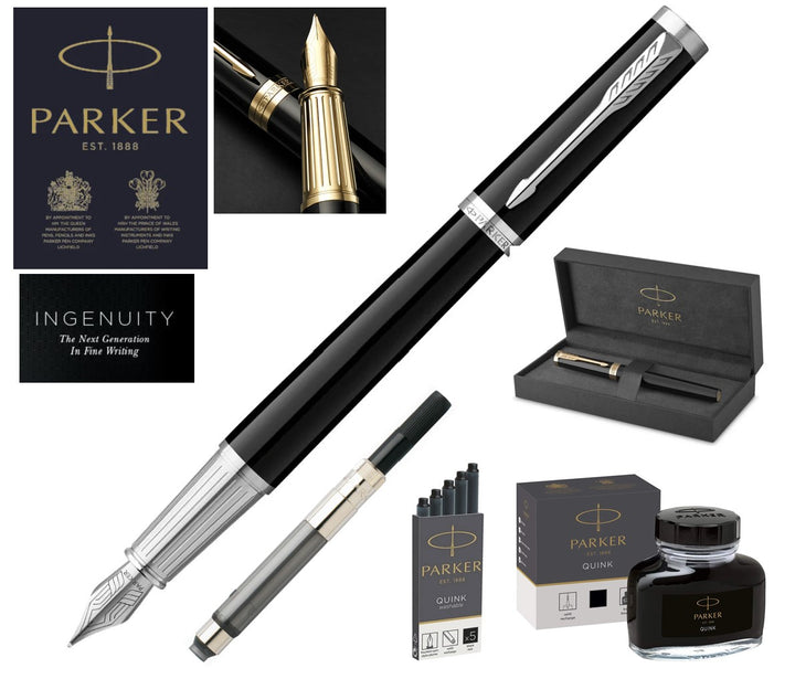 Parker Ingenuity Fountain Pen - Black Chrome Trim