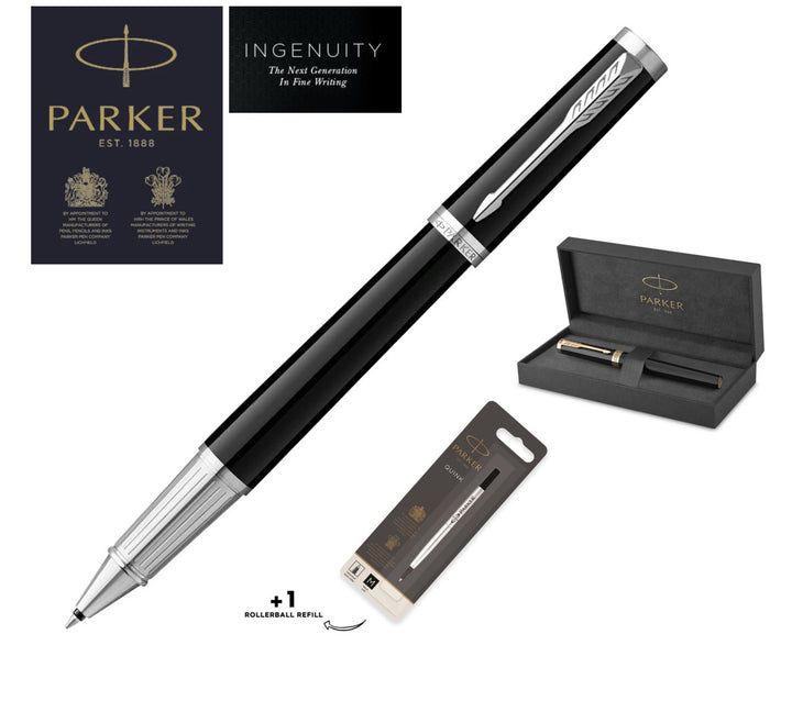 Parker Ingenuity Rollerball Pen - Black Chrome Trim with EXTRA Refill