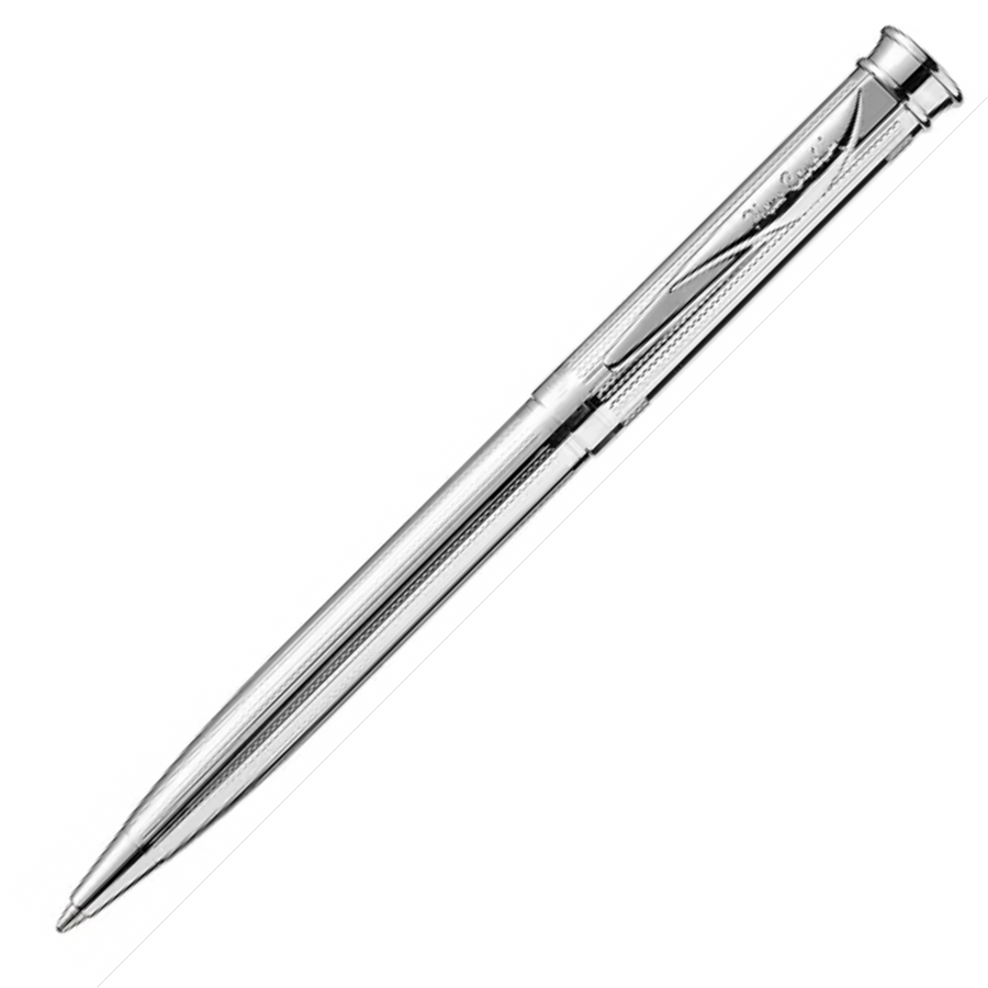 Pierre Cardin Pluto Premium Ballpoint Pen - Stainless Steel Shinny Chrome Trim (with LASER Engraving) - KSGILLS.com | The Writing Instruments Expert