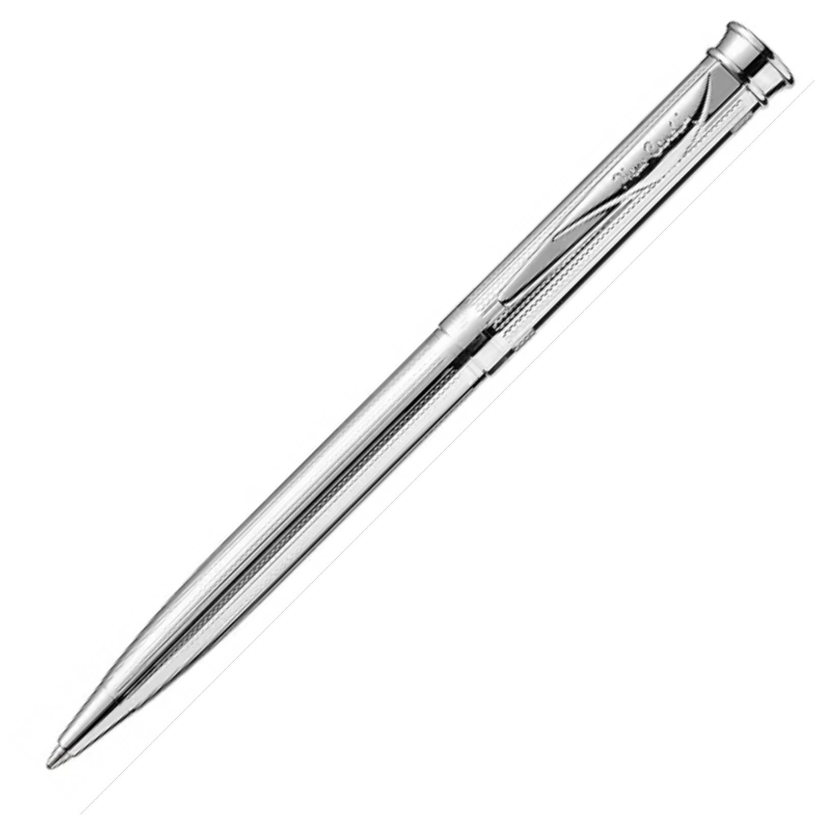 Pierre Cardin Pluto Premium Ballpoint Pen - Stainless Steel Shinny Chrome Trim (with LASER Engraving) - KSGILLS.com | The Writing Instruments Expert
