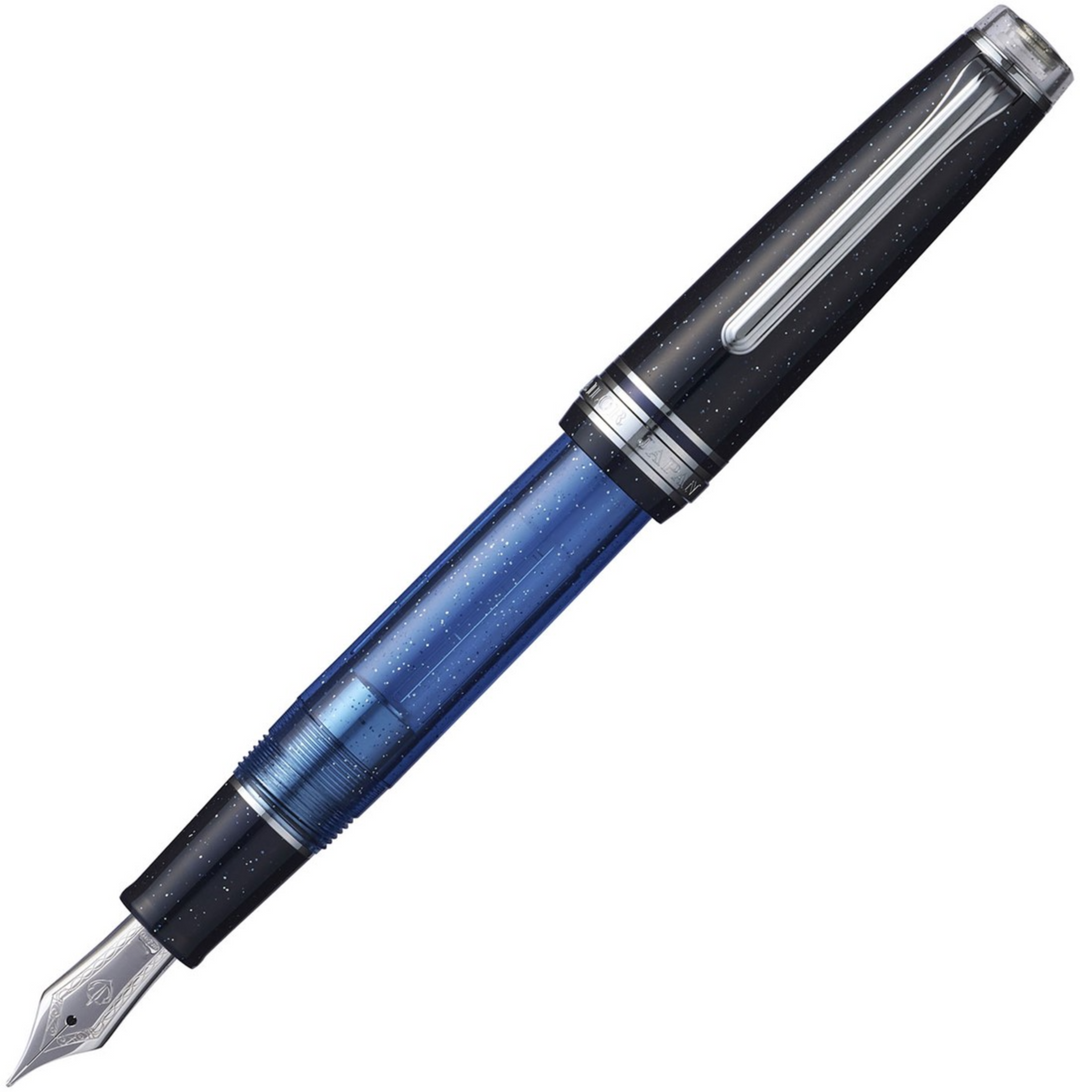 Sailor Pro Gear Slim 14K Fountain Pen - Iris Nebula Blue Chrome Trim (Limited Edition)