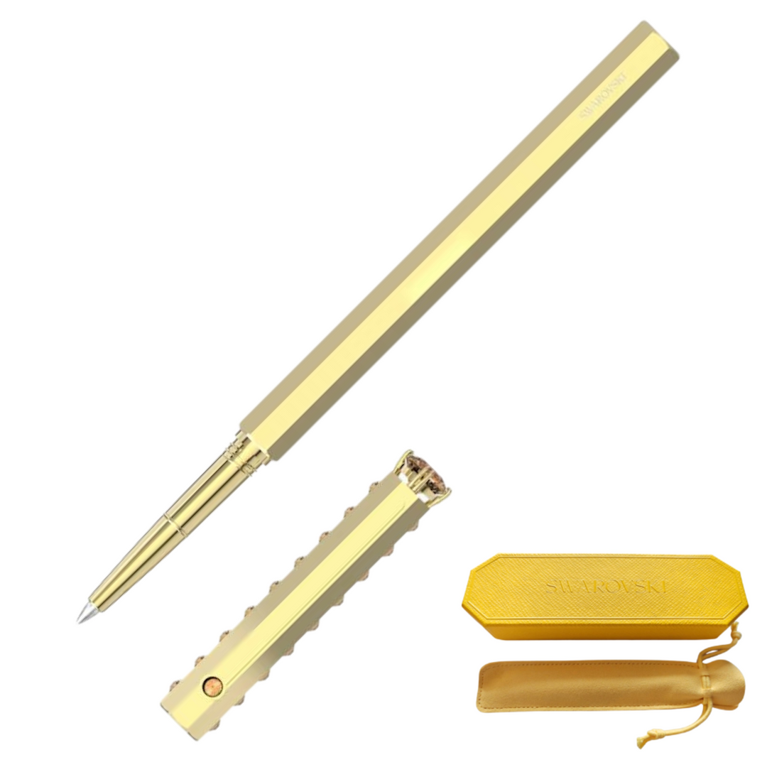 Swarovski Classic Ballpoint Pen - Yellow Gold Monochrome (with LASER Engraving) - KSGILLS.com | The Writing Instruments Expert