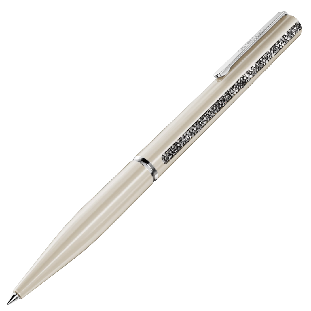 Swarovski Crystal Shimmer Glossy Shinny Ballpoint Pen - Beige White Chrome Trim (with LASER Engraving)
