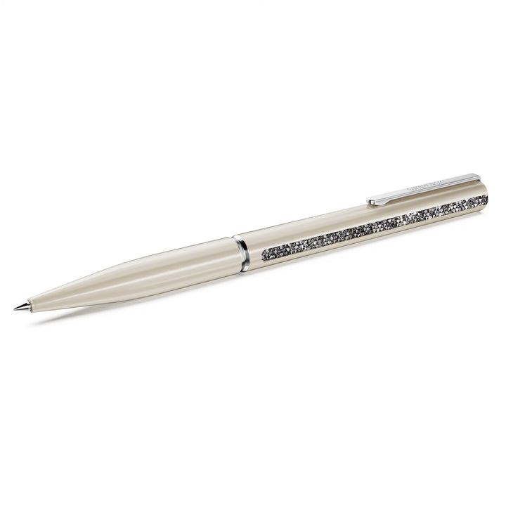 Swarovski Crystal Shimmer Glossy Shinny Ballpoint Pen - Beige White Chrome Trim (with LASER Engraving)