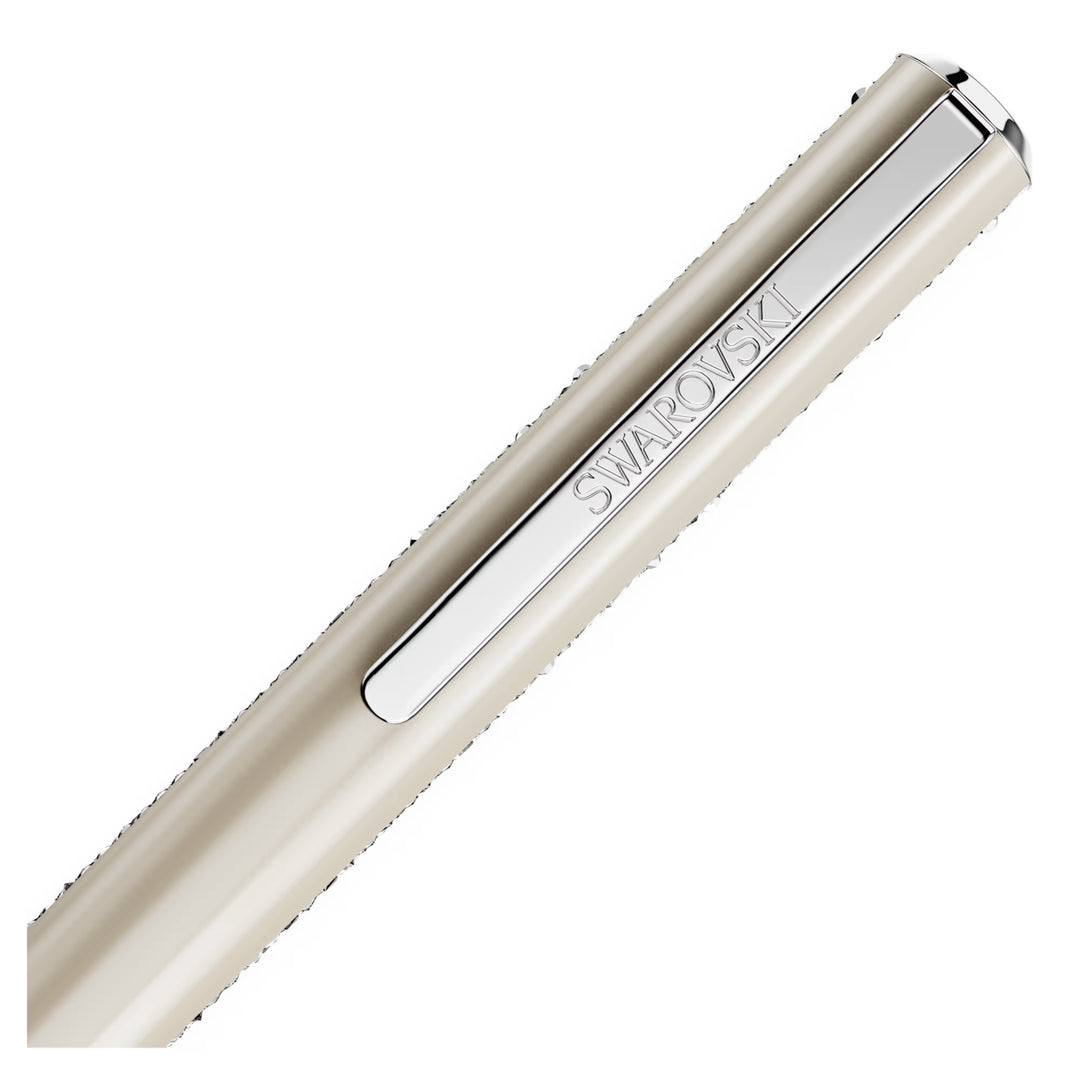Swarovski Crystal Shimmer Glossy Shinny Ballpoint Pen - Beige White Chrome Trim (with LASER Engraving)