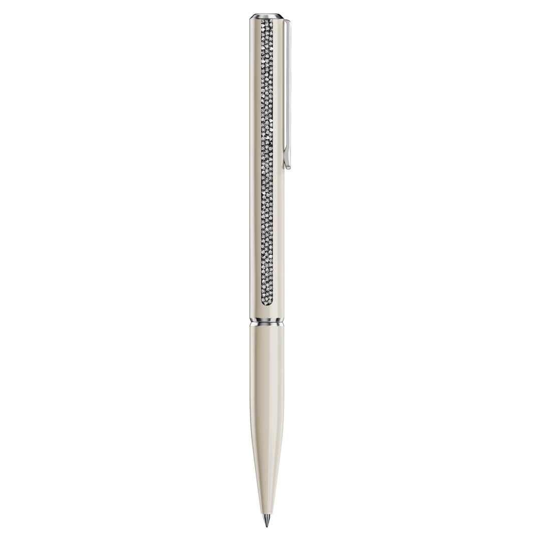 Swarovski Crystal Shimmer Glossy Shinny Ballpoint Pen - Beige White Chrome Trim (with LASER Engraving)