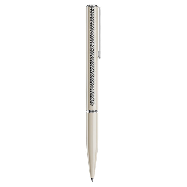 Swarovski Crystal Shimmer Glossy Shinny Ballpoint Pen - Beige White Chrome Trim (with LASER Engraving)