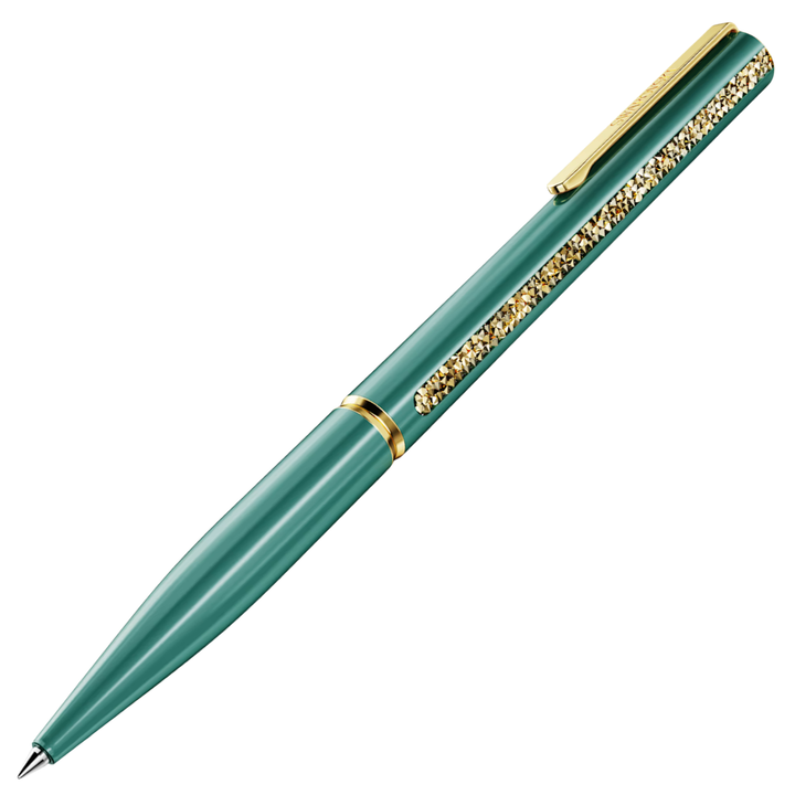 Swarovski Crystal Shimmer Glossy Shinny Ballpoint Pen - Green Gold Trim (with LASER Engraving)