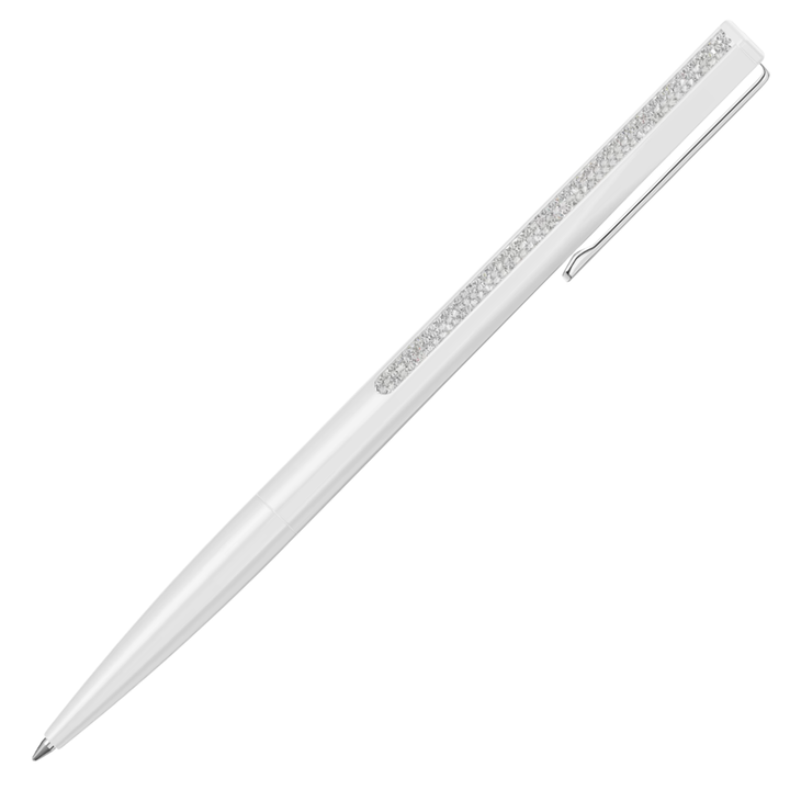 Swarovski Crystal Shimmer Hexagon Ballpoint Pen - White Chrome Trim (with LASER Engraving)