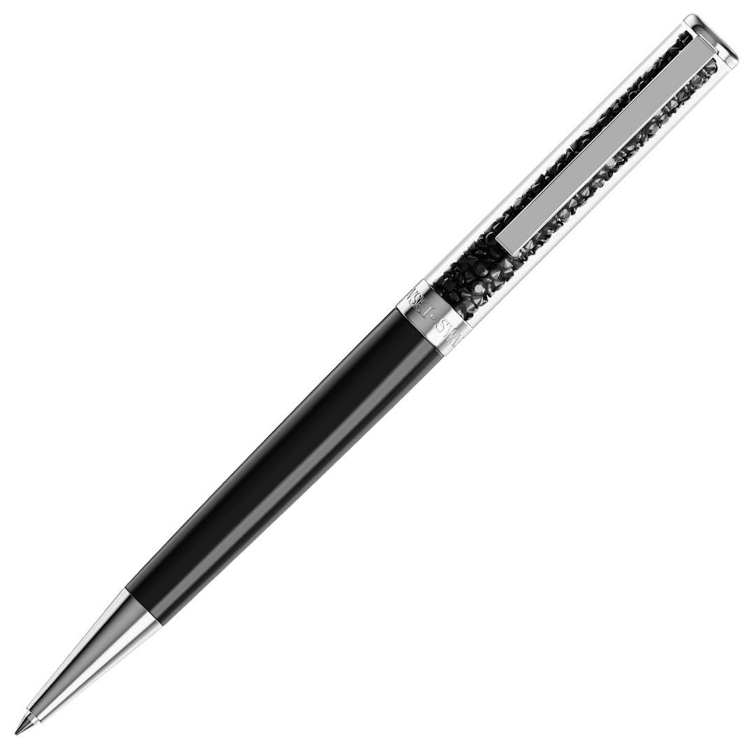 Swarovski Crystalline Ballpoint Pen - Black Chrome Trim (with LASER Engraving)
