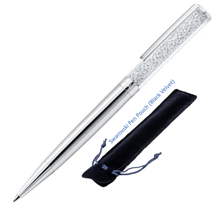 Swarovski Crystalline Ballpoint Pen - Silver Chrome Trim (with LASER Engraving) - KSGILLS.com | The Writing Instruments Expert