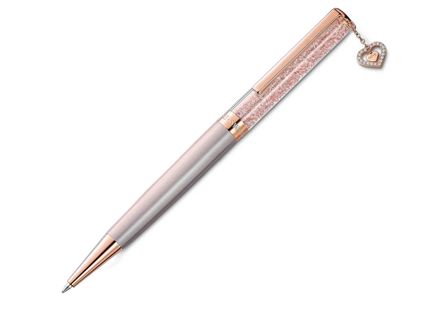 Swarovski Crystalline Glossy Shinny (with Pointiage Heart) Ballpoint Pen - Rose Gold Trim (with LASER Engraving) - KSGILLS.com | The Writing Instruments Expert
