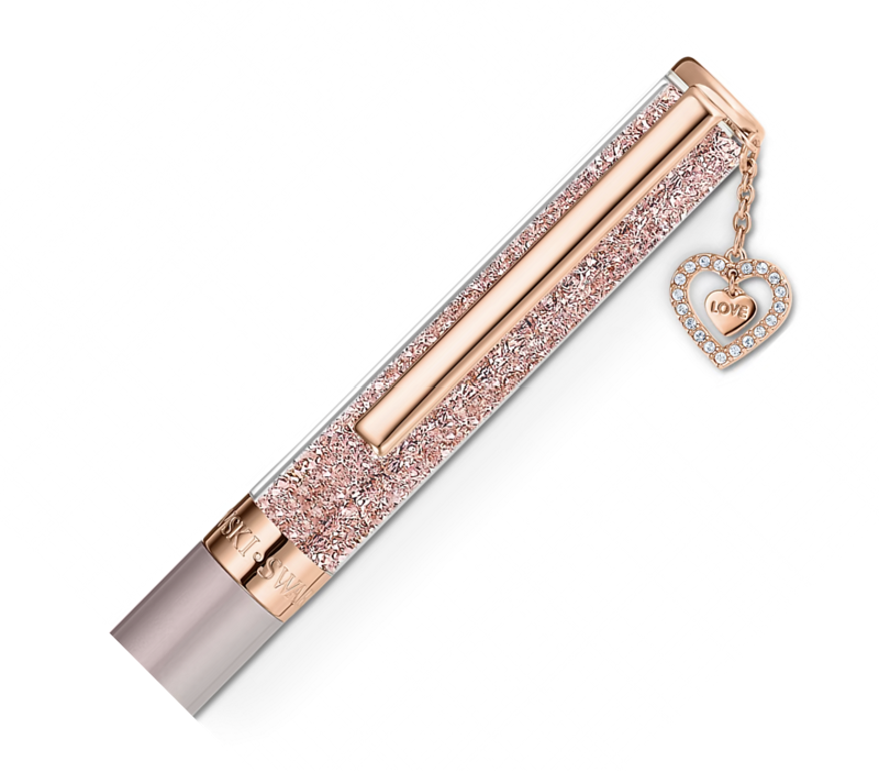 Swarovski Crystalline Glossy Shinny (with Pointiage Heart) Ballpoint Pen - Rose Gold Trim (with LASER Engraving) - KSGILLS.com | The Writing Instruments Expert