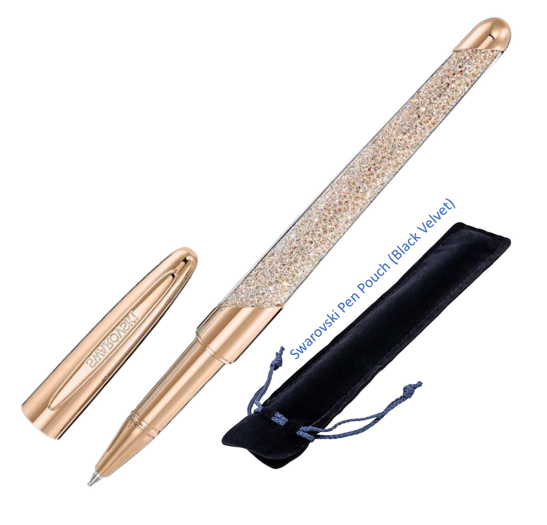 Swarovski Crystalline Nova Rollerball Pen - Champagne Rose Gold Trim (with LASER Engraving) - KSGILLS.com | The Writing Instruments Expert