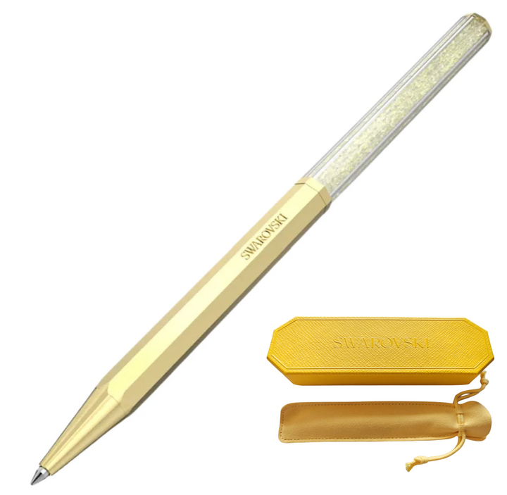 Swarovski Crystalline Octagon Ballpoint Pen - Yellow Gold Trim (JONQ/GOS) (with LASER Engraving) - KSGILLS.com | The Writing Instruments Expert
