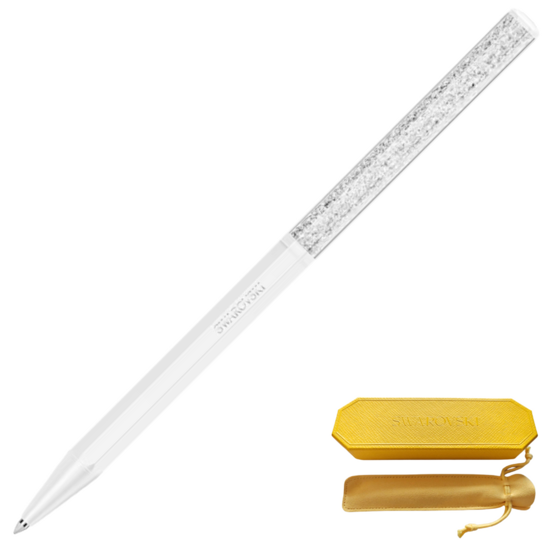 Swarovski Crystalline Octagon Ballpoint Pen - White Chrome Trim (with LASER Engraving) - KSGILLS.com | The Writing Instruments Expert