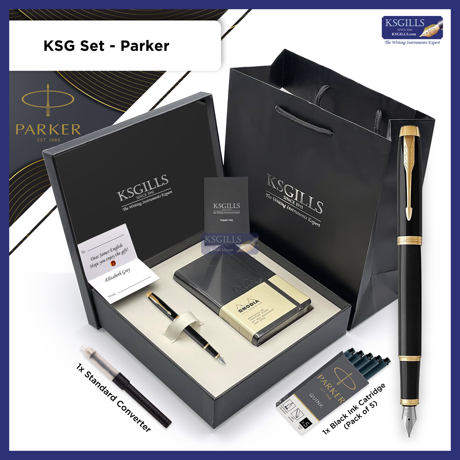 KSG set - Notebook SET & Single Pen (Parker IM Fountain Pen [Various Colours] with RHODIA A6 Notebook - KSGILLS.com | The Writing Instruments Expert