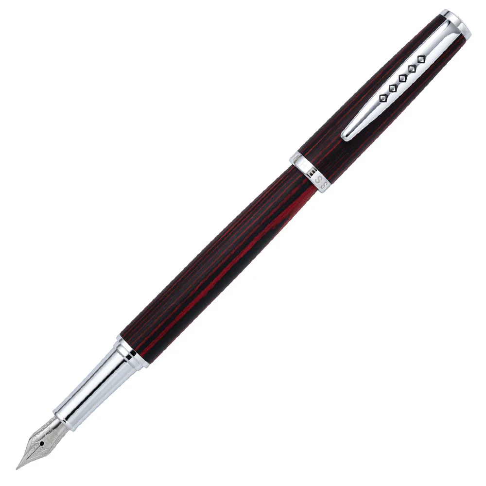 KSG set - Tom Hessin Edinburgh Fountain Pen - Forth Bridge Red Chrome Trim