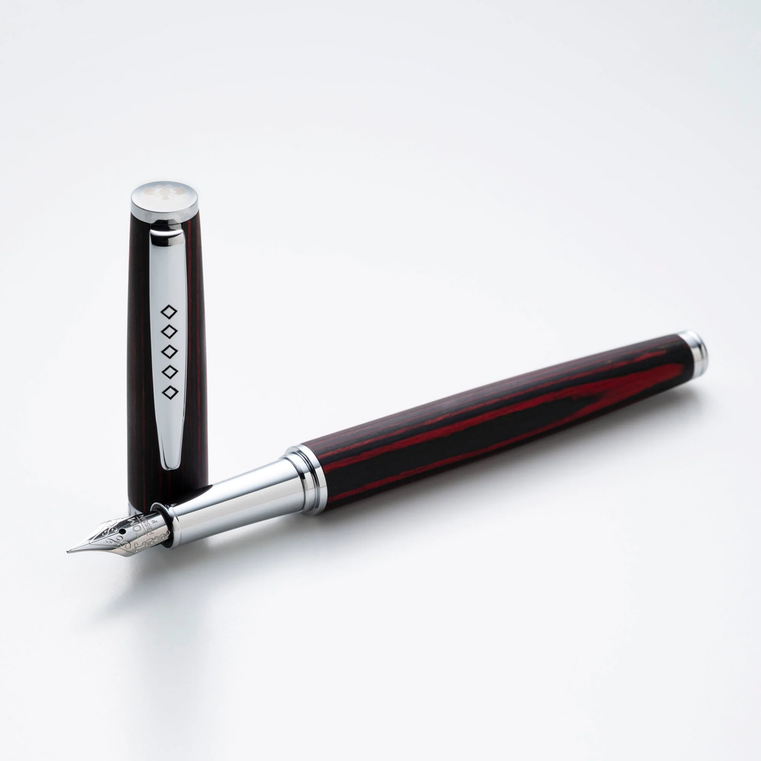 KSG set - Tom Hessin Edinburgh Fountain Pen - Forth Bridge Red Chrome Trim