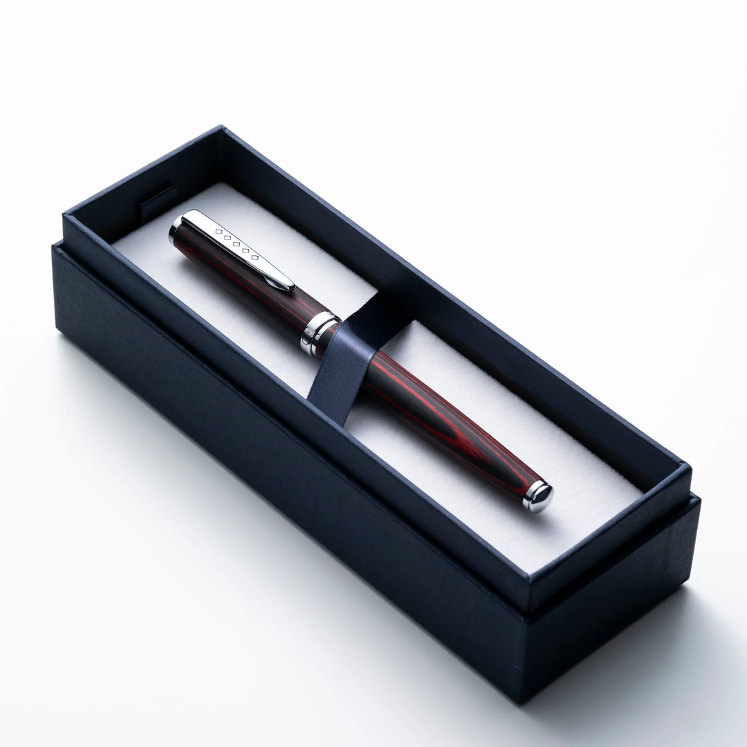 Tom Hessin Edinburgh Rollerball Pen - Forth Bridge Red Chrome Trim