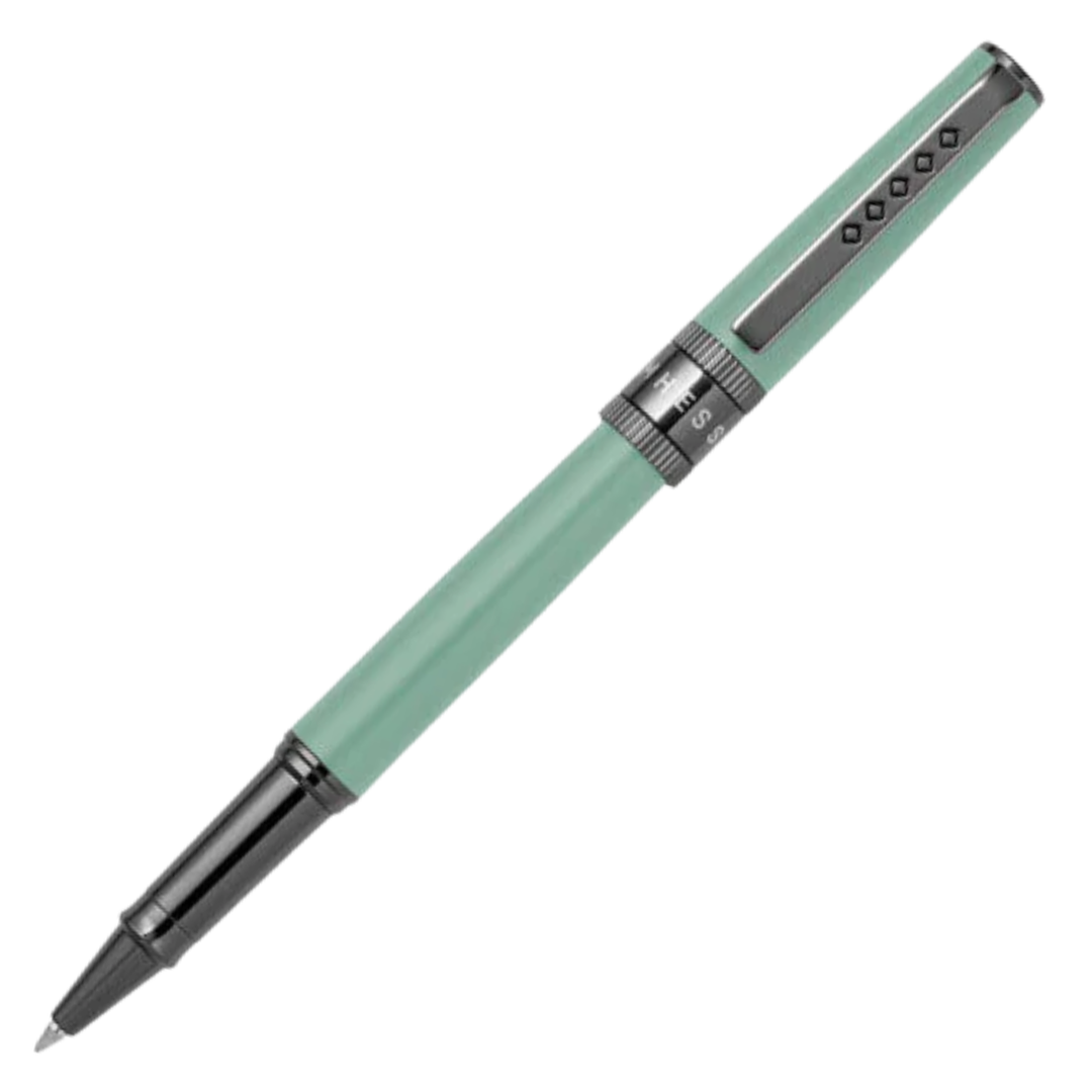 Tom Hessin Rebel Rollerball Pen - Cambridge Blue Gunmetal Black Trim