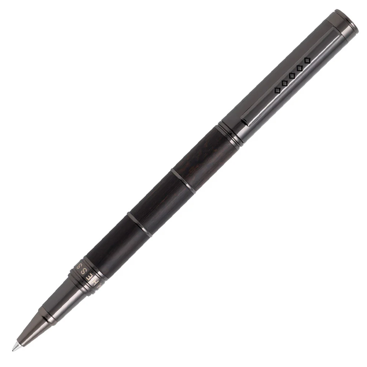 Tom Hessin Revolution Rollerball Pen - Charcoal Black Wooden Barrel Gunmetal Black Trim