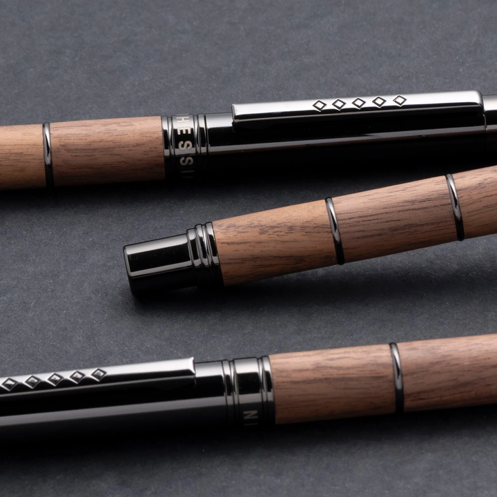 Tom Hessin Revolution Mechanical Pencil (0.7mm) - Rustic Light Brown Wooden Barrel Gunmetal Black Trim