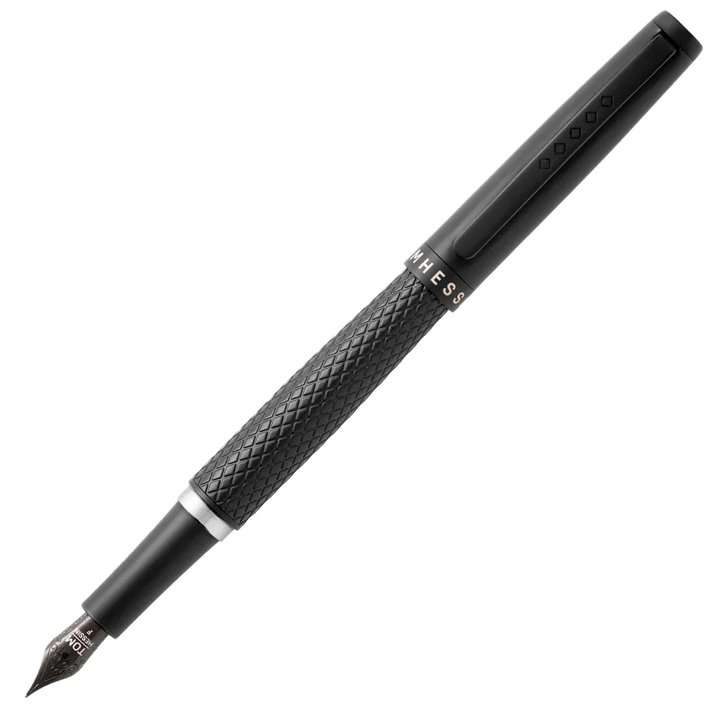 KSG set - Tom Hessin Carbon Steel Fountain Pen - Black Matte Achromatic Guilloche Black Trim