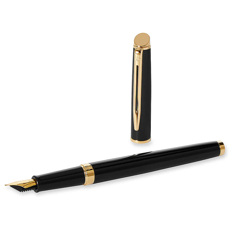 Waterman Hemisphere Fountain Pen - Black Gold Trim (Slim)