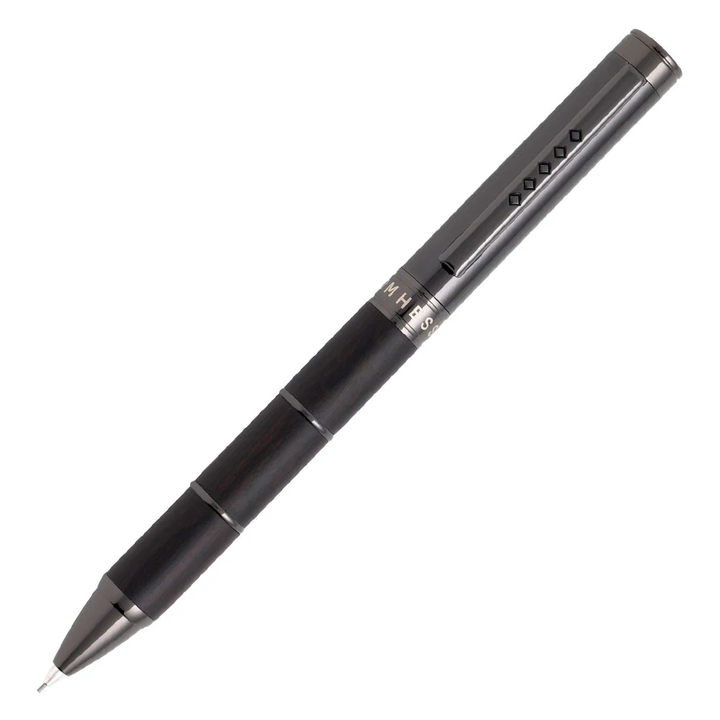 Tom Hessin Revolution Mechanical Pencil (0.7mm) - Charcoal Black Wooden Barrel Gunmetal Black Trim