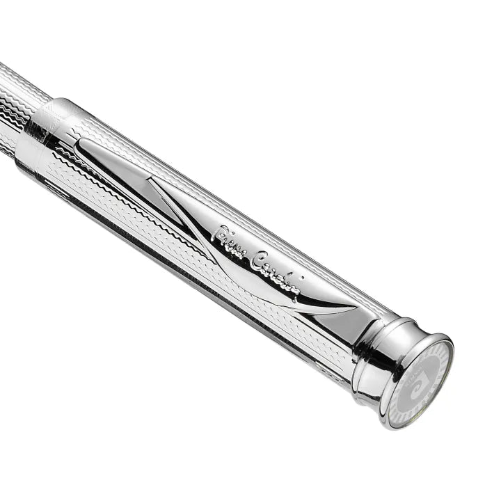 KSG Set - Pierre Cardin Pluto Premium Fountain Pen - Stainless Steel Shinny Chrome Trim (with LASER Engraving) - KSGILLS.com | The Writing Instruments Expert