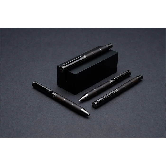 Tom Hessin Revolution Mechanical Pencil (0.7mm) - Charcoal Black Wooden Barrel Gunmetal Black Trim
