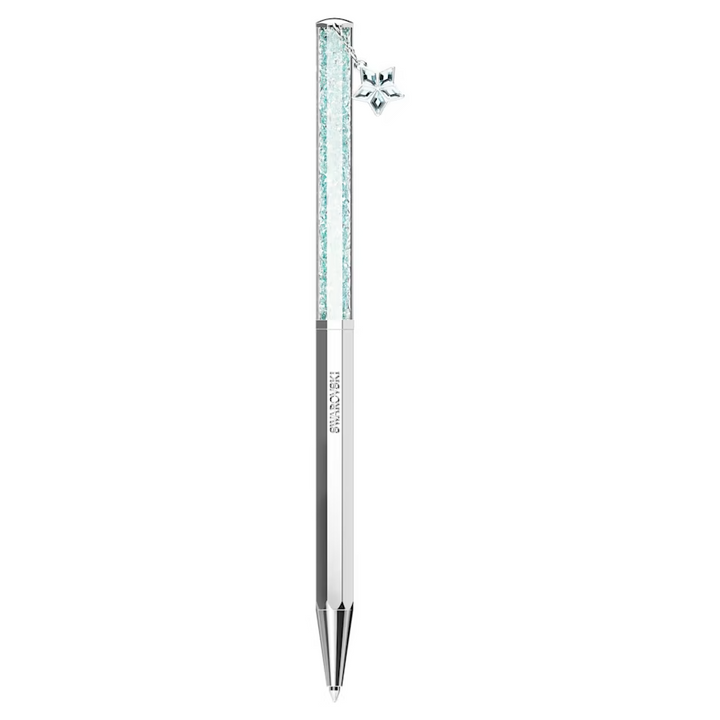 Swarovski Crystalline Octagon Ballpoint Pen - STAR Blue Silver Chrome Trim (with LASER Engraving) - KSGILLS.com | The Writing Instruments Expert