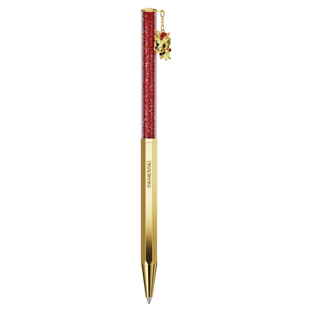Swarovski Crystalline Dragon and Phoenix Ballpoint Pen - Red Gold Trim (with LASER Engraving)