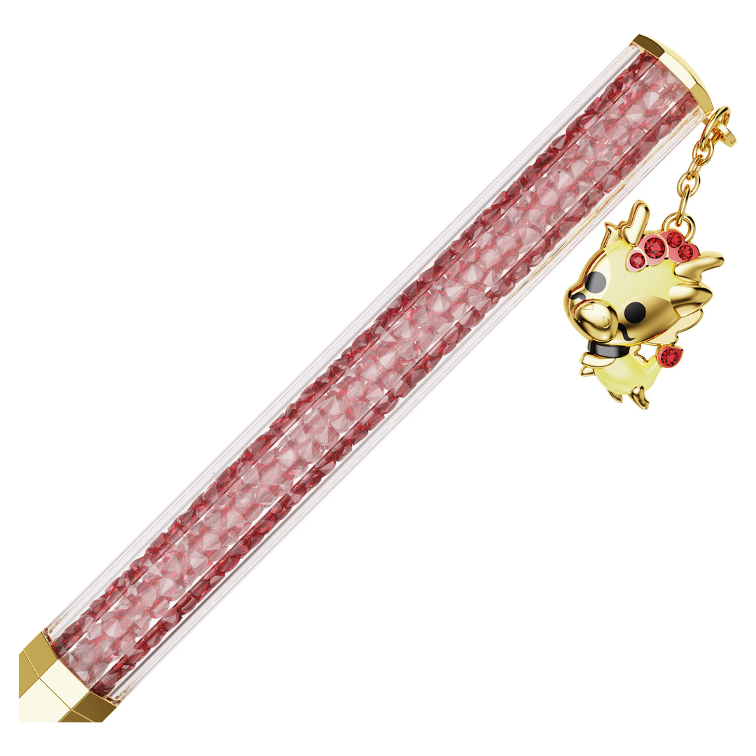 Swarovski Crystalline Dragon and Phoenix Ballpoint Pen - Red Gold Trim (with LASER Engraving)