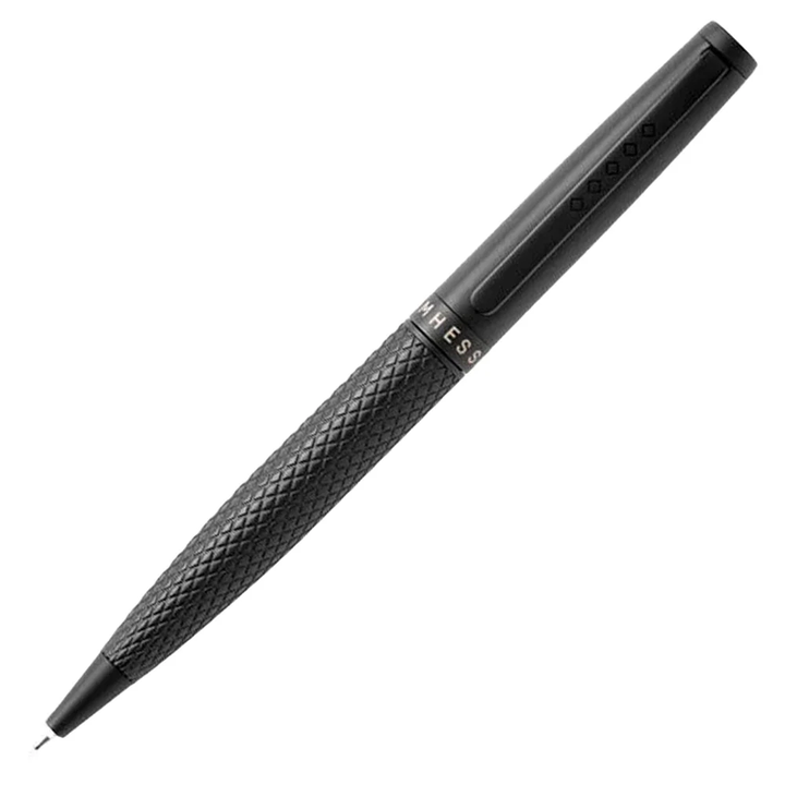 Tom Hessin Carbon Steel Ballpoint Pen - Black Matte Achromatic Guilloche Black Trim