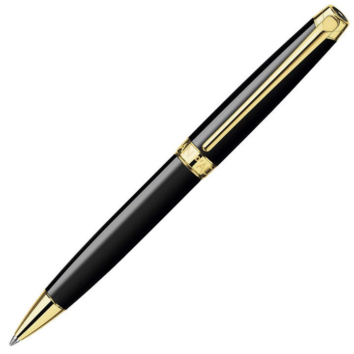 Caran d'Ache Leman Ballpoint Pen - Black Ebony Gold Trim
