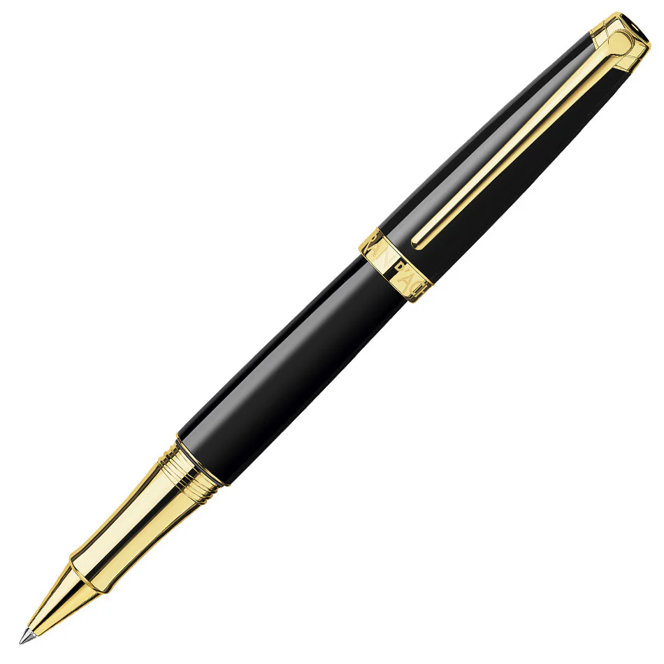 Caran d'Ache Leman Rollerball Pen - Black Ebony Gold Trim