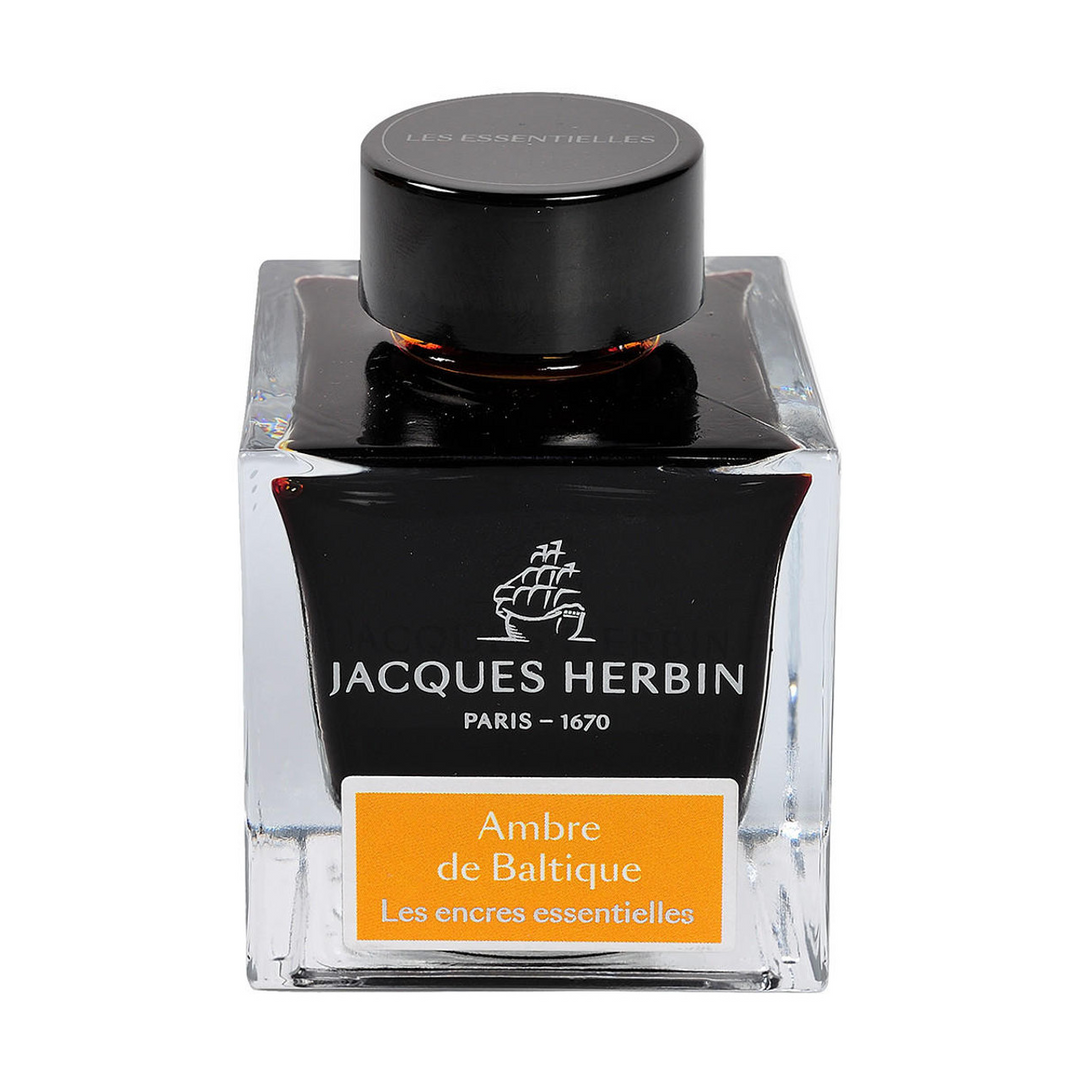 Jacques Herbin Ink Bottle - 50ml Fountain Pen - Essentials Series - Ambre de Baltique Yellow