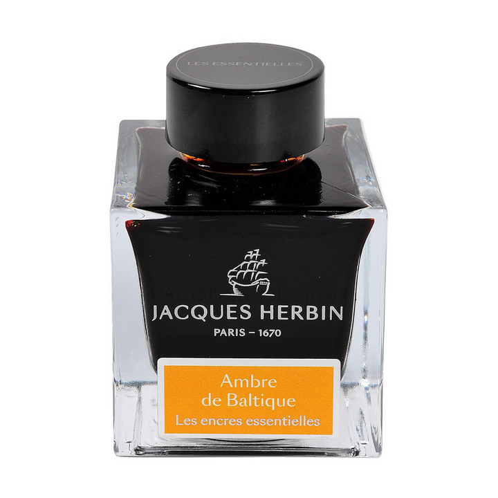 Jacques Herbin Ink Bottle - 50ml Fountain Pen - Essentials Series - Ambre de Baltique Yellow