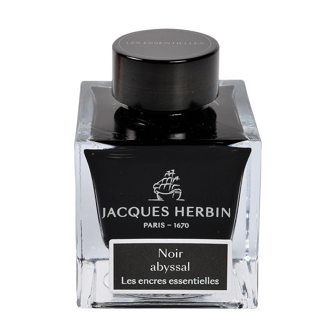 Jacques Herbin Ink Bottle - 50ml Fountain Pen - Essentials Series - Noir Abyssal Black