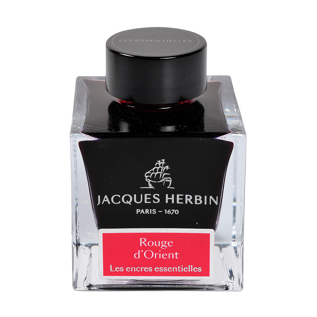 Jacques Herbin Ink Bottle - 50ml Fountain Pen - Essentials Series - Rouge d'Orient Red