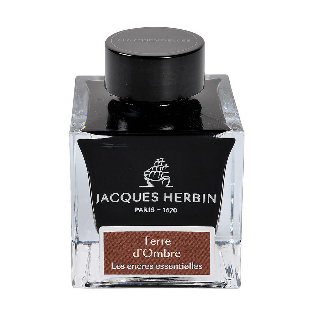 Jacques Herbin Ink Bottle - 50ml Fountain Pen - Essentials Series - Terre d'Ombre Brown