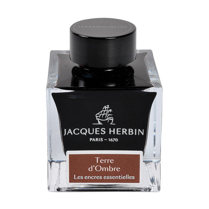 Jacques Herbin Ink Bottle - 50ml Fountain Pen - Essentials Series - Terre d'Ombre Brown