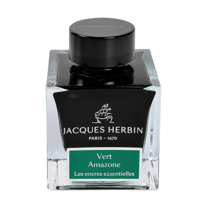 Jacques Herbin Ink Bottle - 50ml Fountain Pen - Essentials Series - Vert Amazone Green