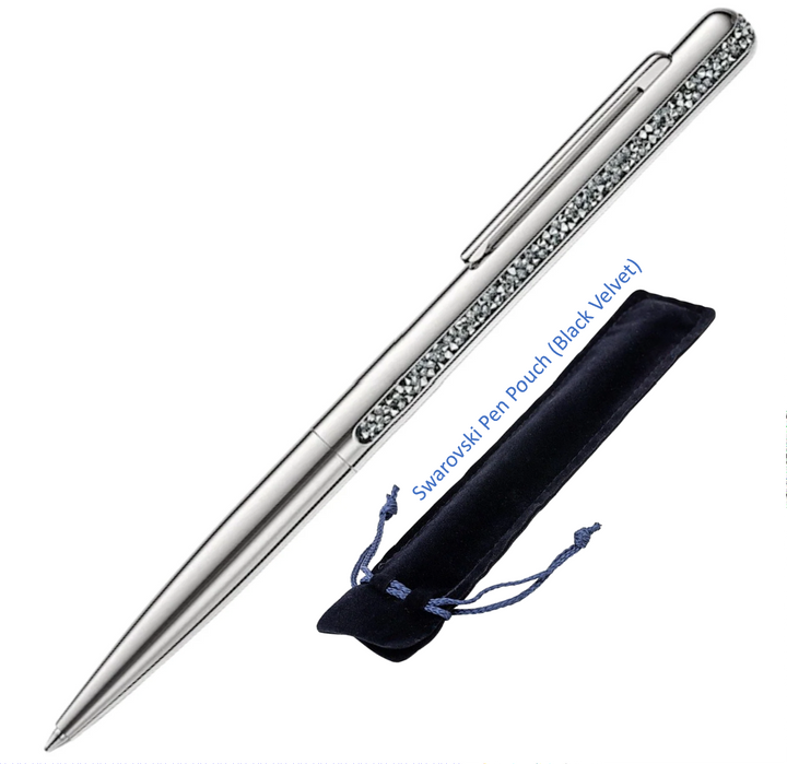 Swarovski Crystal Shimmer Ballpoint Pen - Silver Chrome Trim (with LASER Engraving)